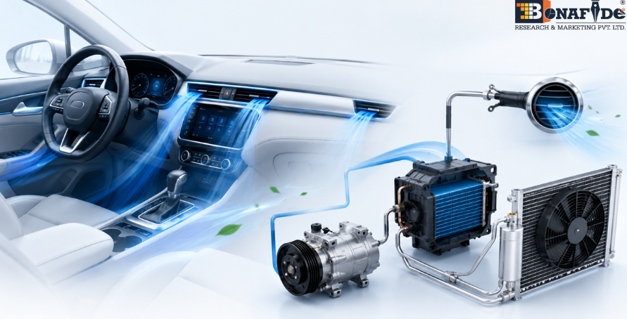 Automotive air conditioning market rises with electrification and thermal system integration. 