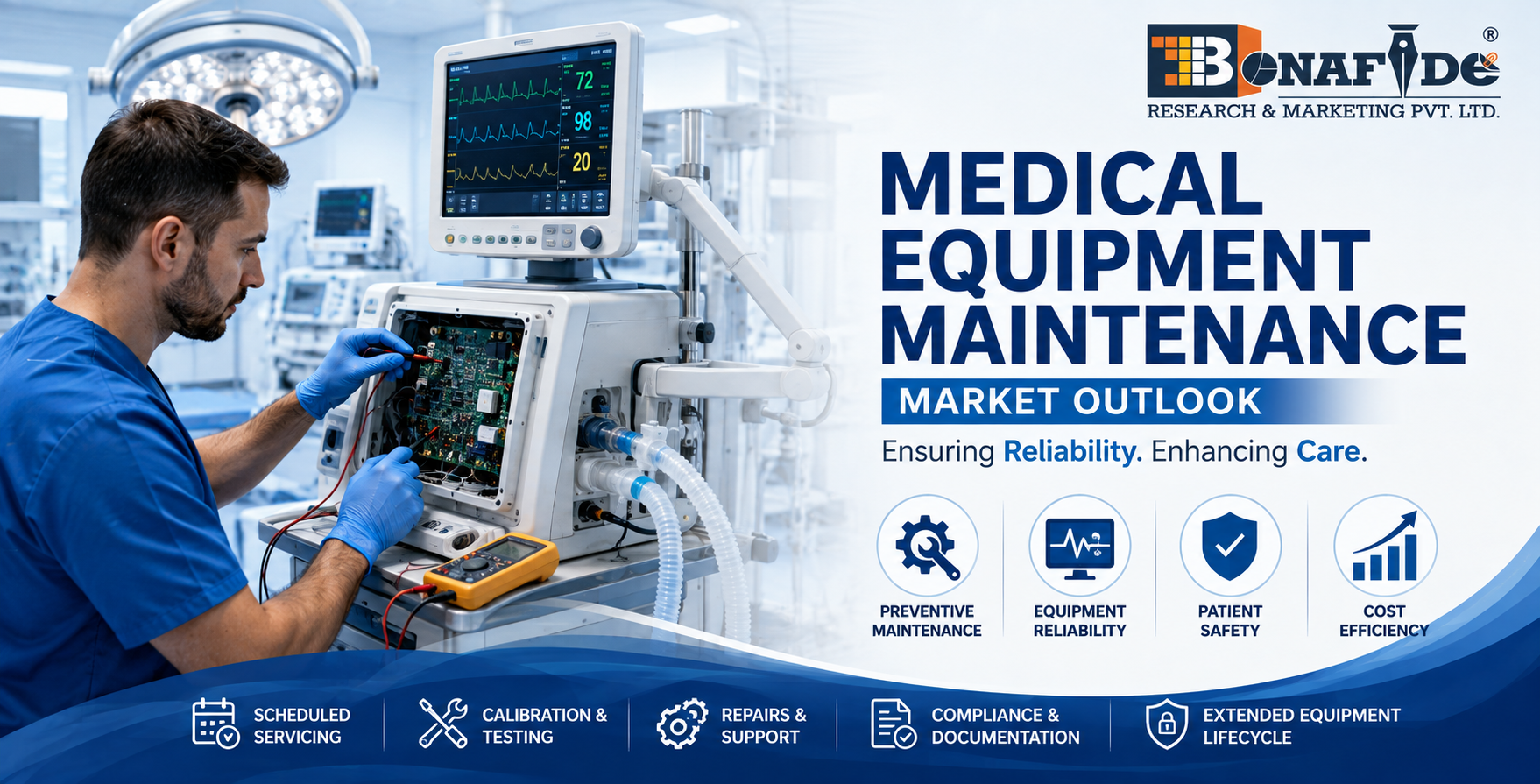 Global medical equipment maintenance market was valued at more than USD 58.09 billion in 2025, reflecting the growing importance of equipment servicing, regulatory compliance, preventive maintenance, and healthcare technology management worldwide.