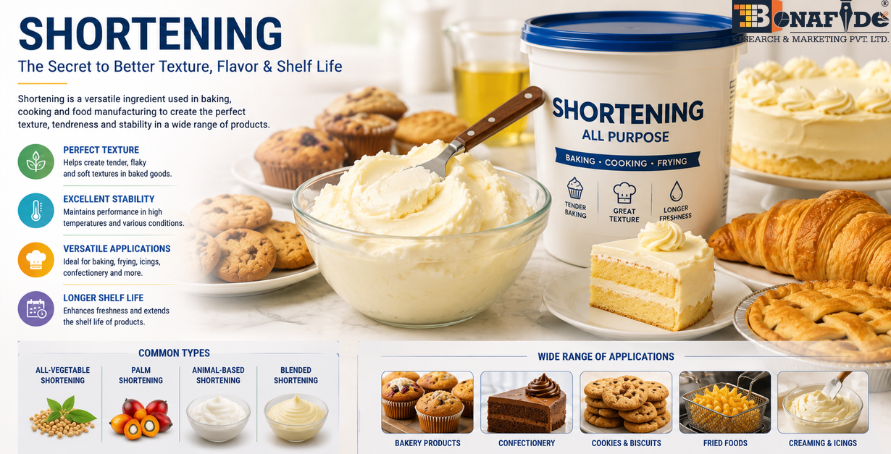 Shortening Market Driven by Bakery Expansion, Clean-Label Ingredients, Specialty Fat Innovation, and Rising Demand for Functional Food Solutions Across Industrial Food Manufacturing, Confectionery, Snacks, and Foodservice Applications.